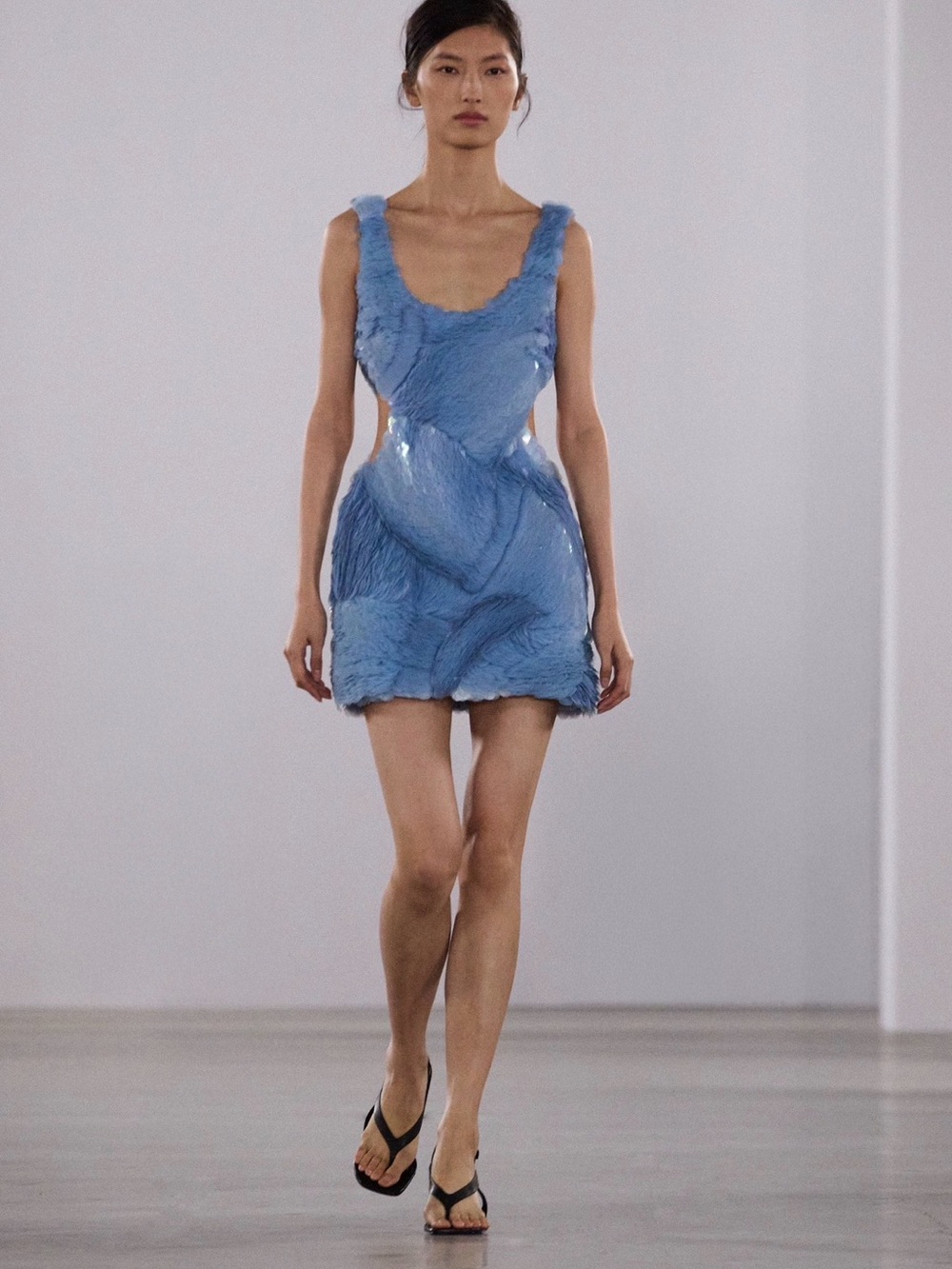 Sculpted Blue Mini Dress - Sleek Evening Silhouette
